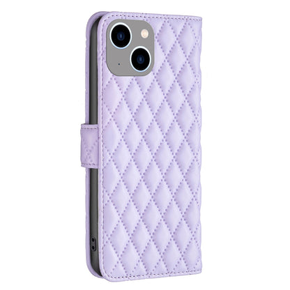 ELECTROPRIME For iPhone 15 Plus Diamond Lattice Wallet Flip Leather Phone Case(Purple)