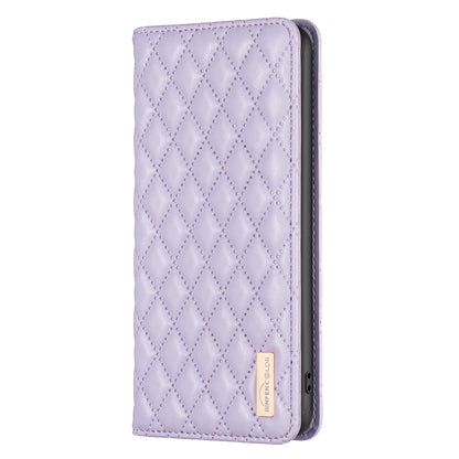 ELECTROPRIME For iPhone 15 Plus Diamond Lattice Magnetic Leather Flip Phone Case(Purple)