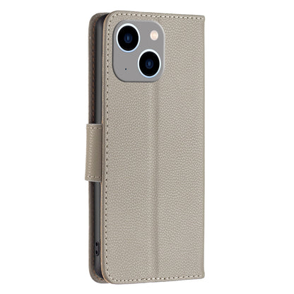 ELECTROPRIME For iPhone 15 Plus Litchi Texture Pure Color Flip Leather Phone Case(Grey)