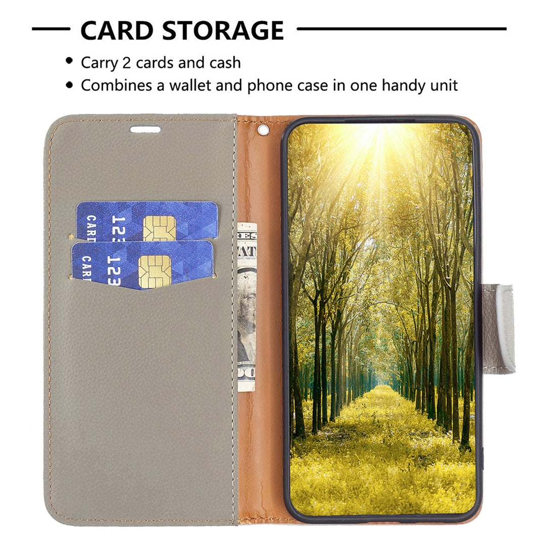 ELECTROPRIME For iPhone 15 Plus Litchi Texture Pure Color Flip Leather Phone Case(Grey)