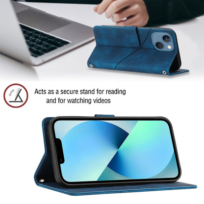 ELECTROPRIME For iPhone 15 Plus Skin-feel Embossed Leather Phone Case(Blue)
