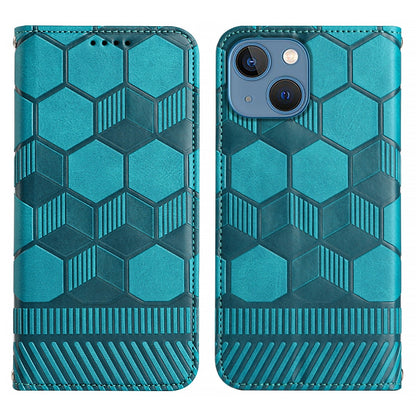 ELECTROPRIME For iPhone 15 Football Texture Magnetic Leather Flip Phone Case(Light Blue)
