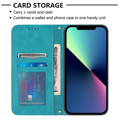 ELECTROPRIME For iPhone 15 Football Texture Magnetic Leather Flip Phone Case(Light Blue)