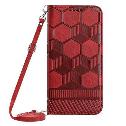 ELECTROPRIME For iPhone 15 Crossbody Football Texture Magnetic PU Phone Case(Red)