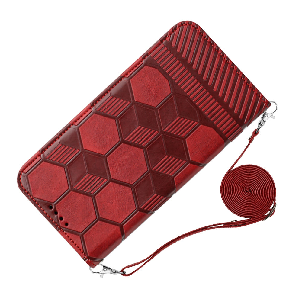 ELECTROPRIME For iPhone 15 Crossbody Football Texture Magnetic PU Phone Case(Red)
