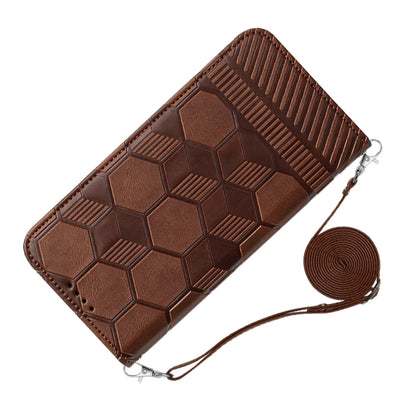 ELECTROPRIME For iPhone 15 Crossbody Football Texture Magnetic PU Phone Case(Brown)