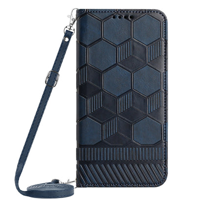 ELECTROPRIME For iPhone 15 Crossbody Football Texture Magnetic PU Phone Case(Dark Blue)