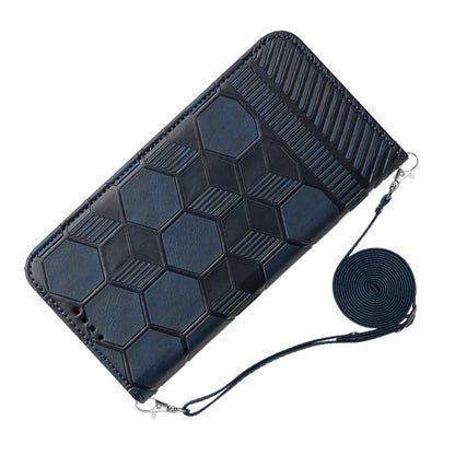 ELECTROPRIME For iPhone 15 Crossbody Football Texture Magnetic PU Phone Case(Dark Blue)
