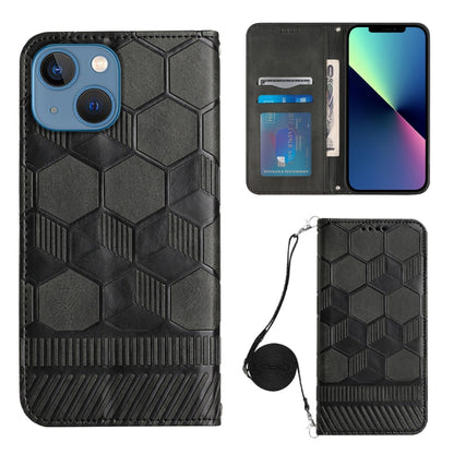ELECTROPRIME For iPhone 15 Crossbody Football Texture Magnetic PU Phone Case(Black)