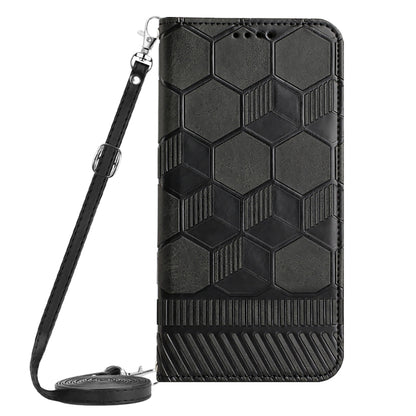 ELECTROPRIME For iPhone 15 Crossbody Football Texture Magnetic PU Phone Case(Black)