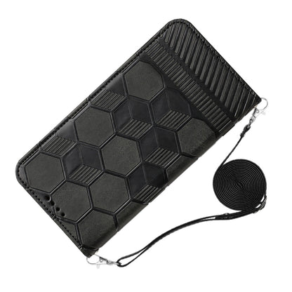 ELECTROPRIME For iPhone 15 Crossbody Football Texture Magnetic PU Phone Case(Black)
