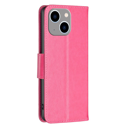 ELECTROPRIME For iPhone 15 Plus Embossing Two Butterflies Pattern Leather Phone Case(Rose Red)