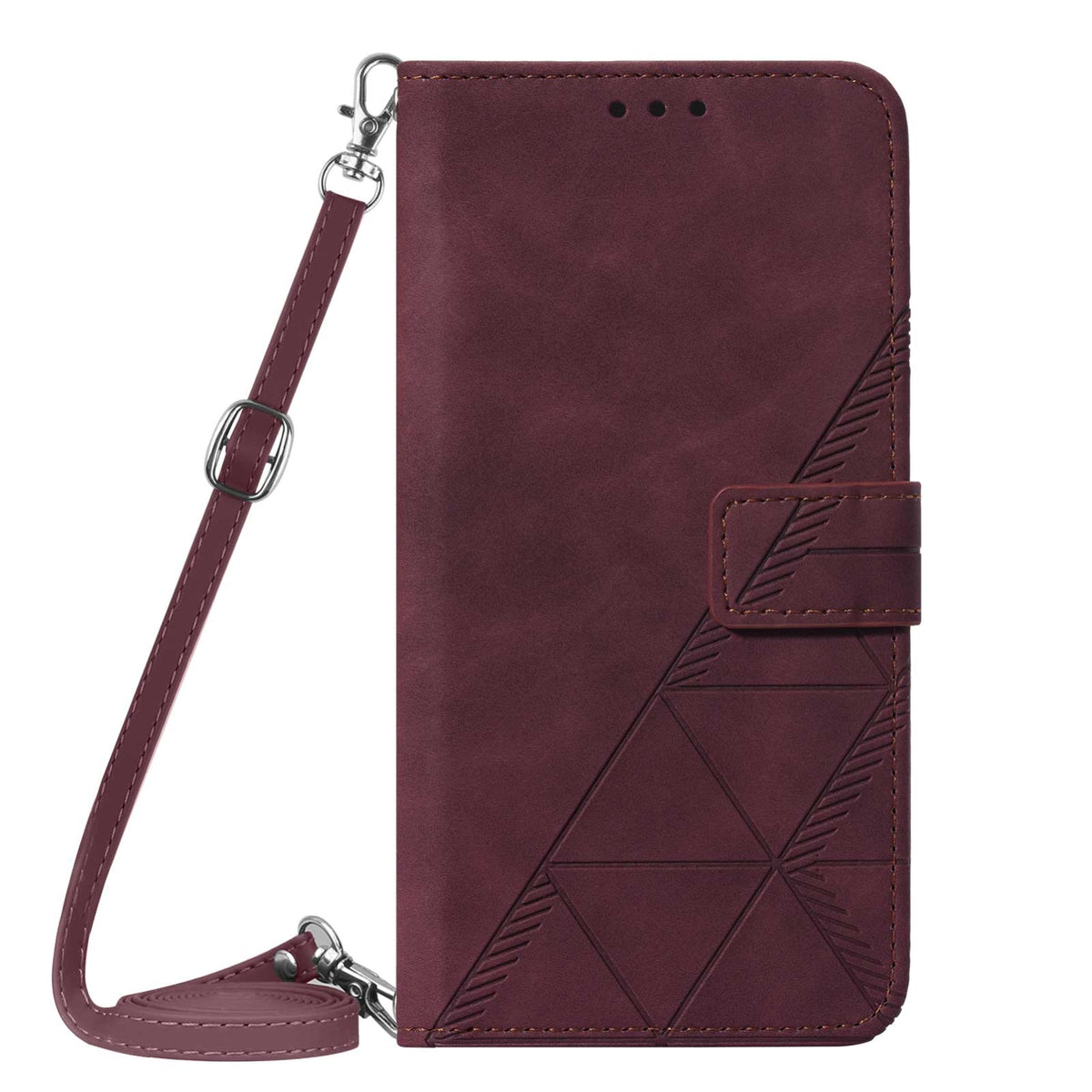 ELECTROPRIME For iPhone 15 Plus Crossbody 3D Embossed Flip Leather Phone Case(Wine Red)