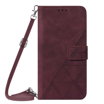ELECTROPRIME For iPhone 15 Plus Crossbody 3D Embossed Flip Leather Phone Case(Wine Red)