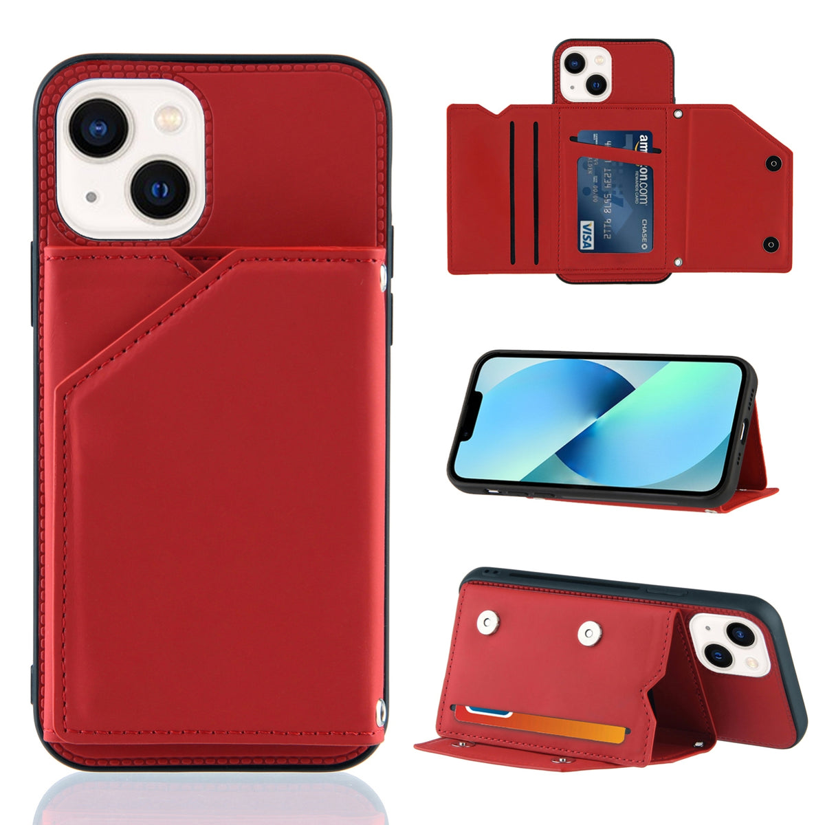 ELECTROPRIME For iPhone 15 Plus Skin Feel PU + TPU + PC Back Cover Shockproof Case(Red)