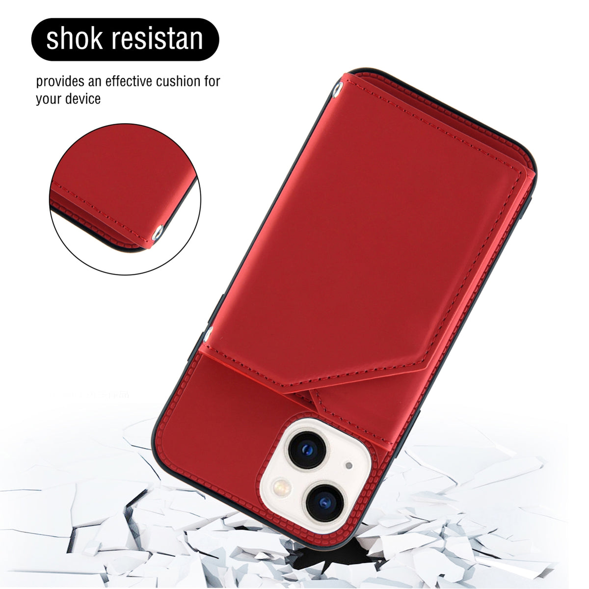 ELECTROPRIME For iPhone 15 Plus Skin Feel PU + TPU + PC Back Cover Shockproof Case(Red)