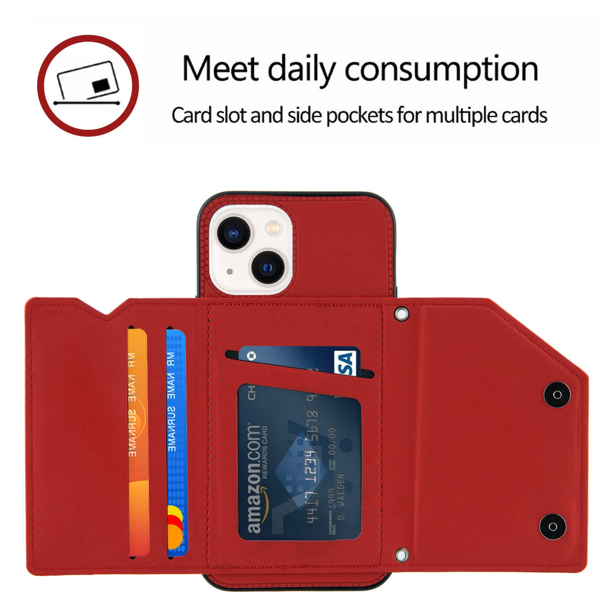 ELECTROPRIME For iPhone 15 Plus Skin Feel PU + TPU + PC Back Cover Shockproof Case(Red)