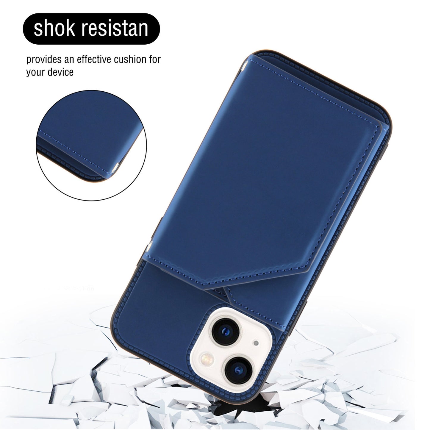 ELECTROPRIME For iPhone 15 Skin Feel PU + TPU + PC Back Cover Shockproof Case(Royal Blue)