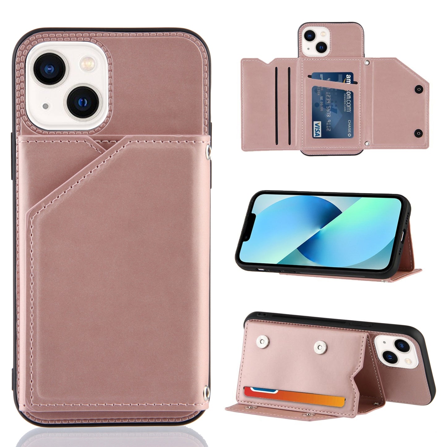 ELECTROPRIME For iPhone 15 Skin Feel PU + TPU + PC Back Cover Shockproof Case(Rose Gold)