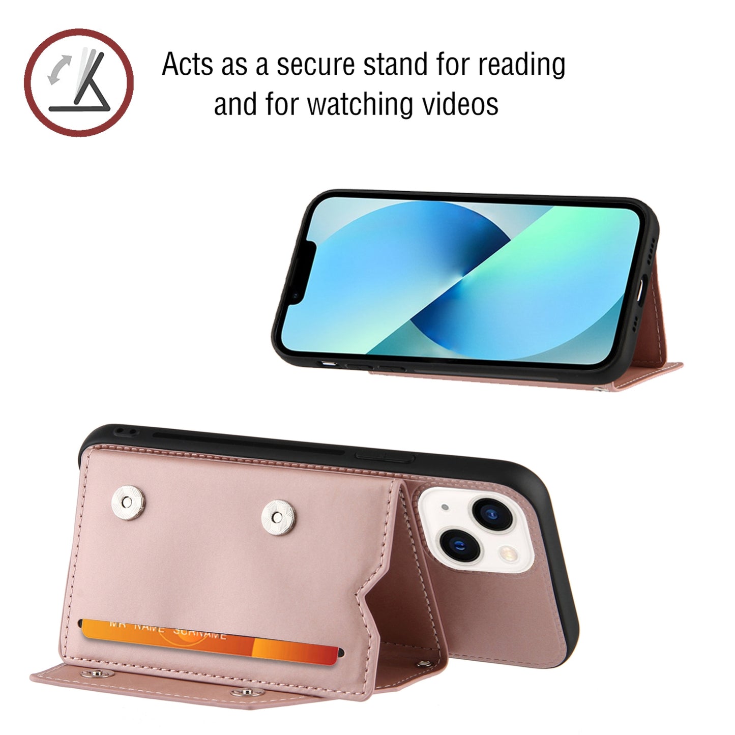 ELECTROPRIME For iPhone 15 Skin Feel PU + TPU + PC Back Cover Shockproof Case(Rose Gold)