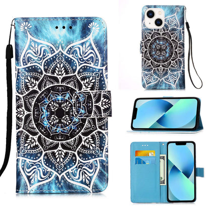 ELECTROPRIME For iPhone 15 Colored Drawing Pattern Plain Weave Leather Phone Case(Undersea Mandala)