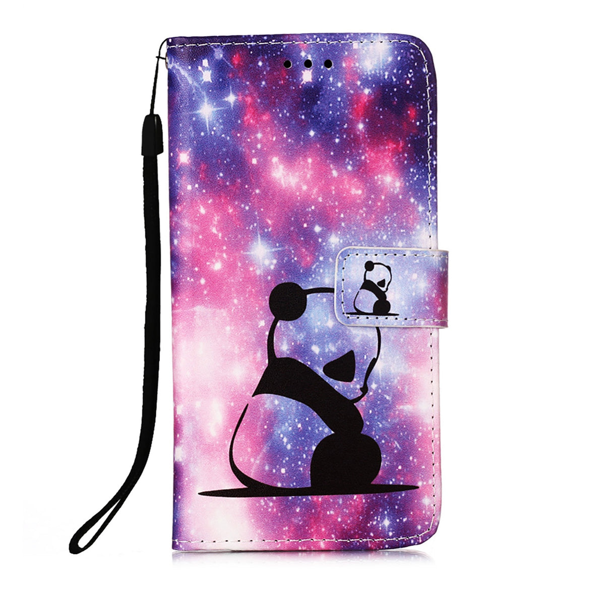 ELECTROPRIME For iPhone 15 Colored Drawing Pattern Plain Weave Leather Phone Case(Baby Panda)