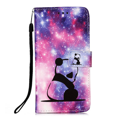 ELECTROPRIME For iPhone 15 Colored Drawing Pattern Plain Weave Leather Phone Case(Baby Panda)