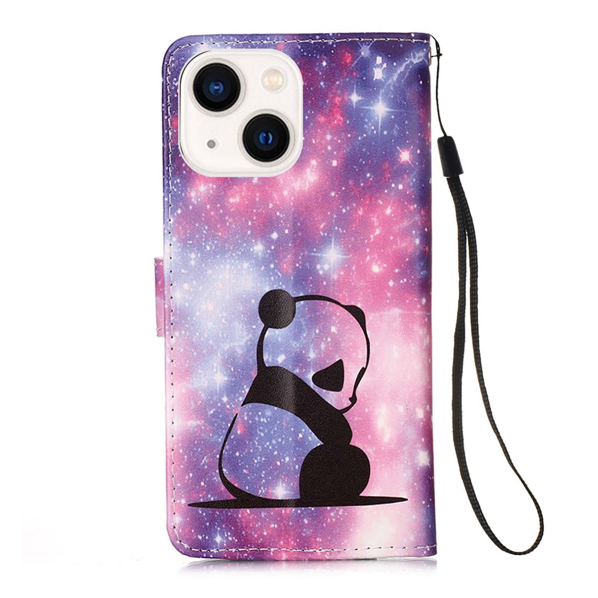 ELECTROPRIME For iPhone 15 Colored Drawing Pattern Plain Weave Leather Phone Case(Baby Panda)