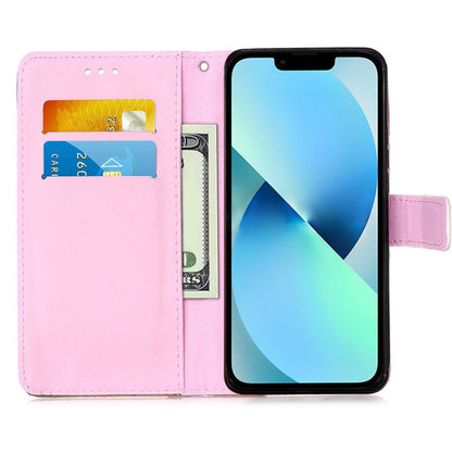 ELECTROPRIME For iPhone 15 Colored Drawing Pattern Plain Weave Leather Phone Case(Baby Panda)