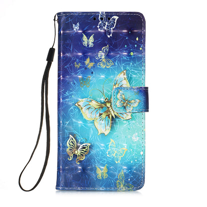 ELECTROPRIME For iPhone 15 3D Painting Horizontal Flip Leather Phone Case(Golden Butterfly)
