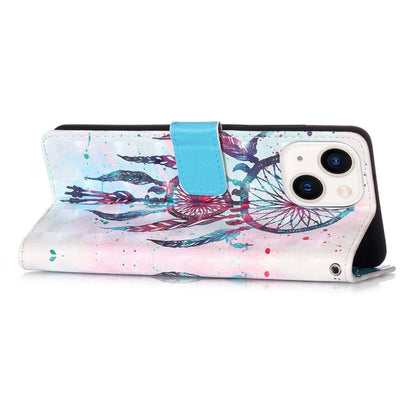 ELECTROPRIME For iPhone 15 3D Painting Horizontal Flip Leather Phone Case(Color Drop Wind Chimes)