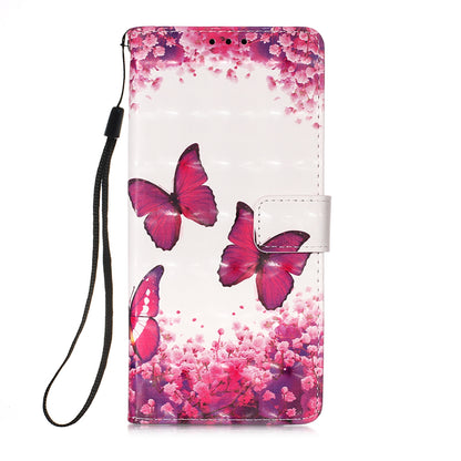 ELECTROPRIME For iPhone 15 3D Painting Horizontal Flip Leather Phone Case(Rose Butterfly)