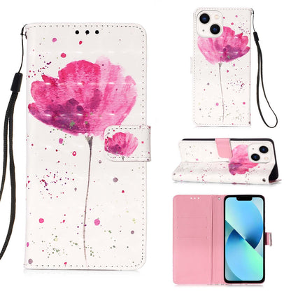ELECTROPRIME For iPhone 15 3D Painting Horizontal Flip Leather Phone Case(Flower)