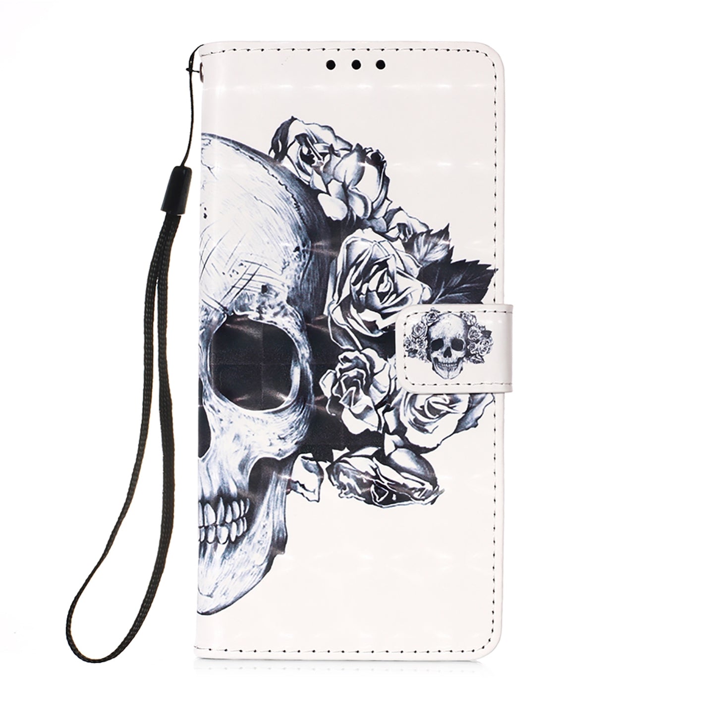 ELECTROPRIME For iPhone 15 3D Painting Horizontal Flip Leather Phone Case(Skull)