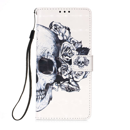 ELECTROPRIME For iPhone 15 3D Painting Horizontal Flip Leather Phone Case(Skull)