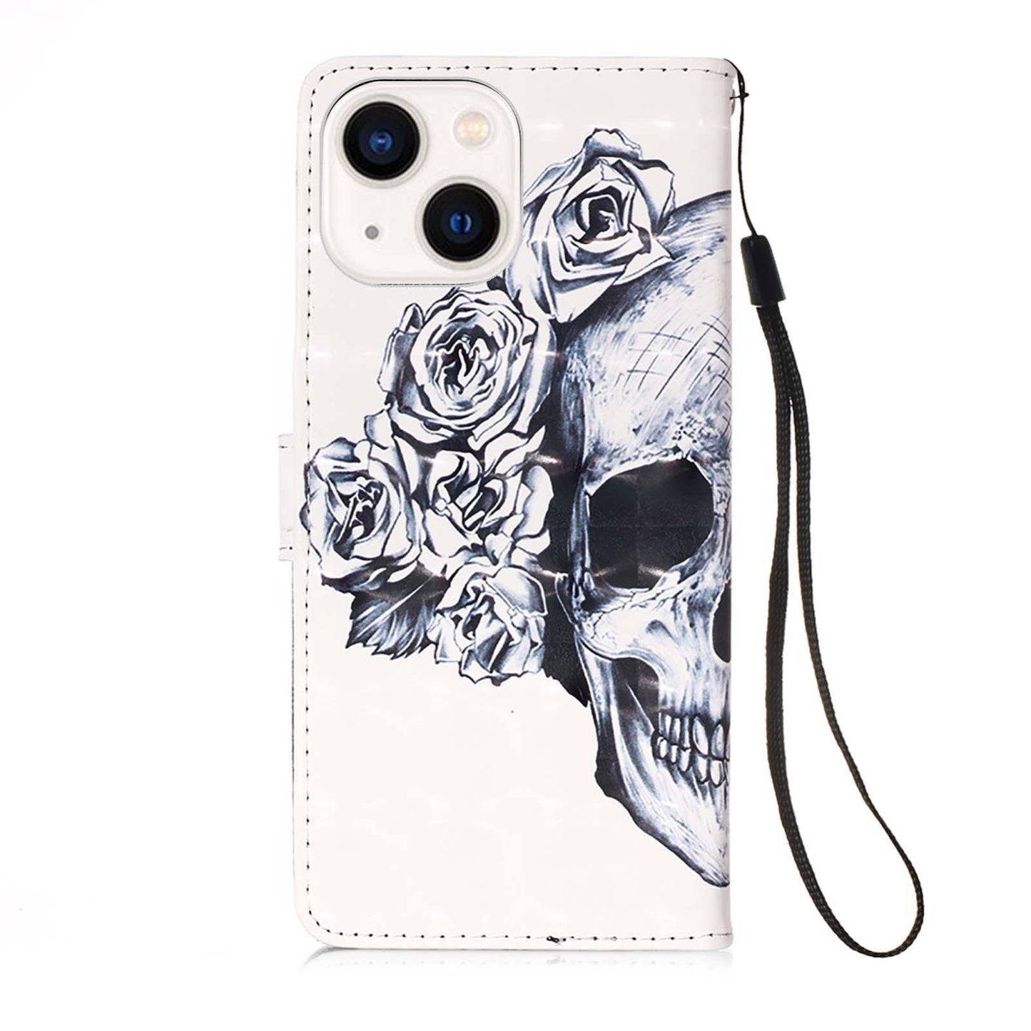 ELECTROPRIME For iPhone 15 3D Painting Horizontal Flip Leather Phone Case(Skull)
