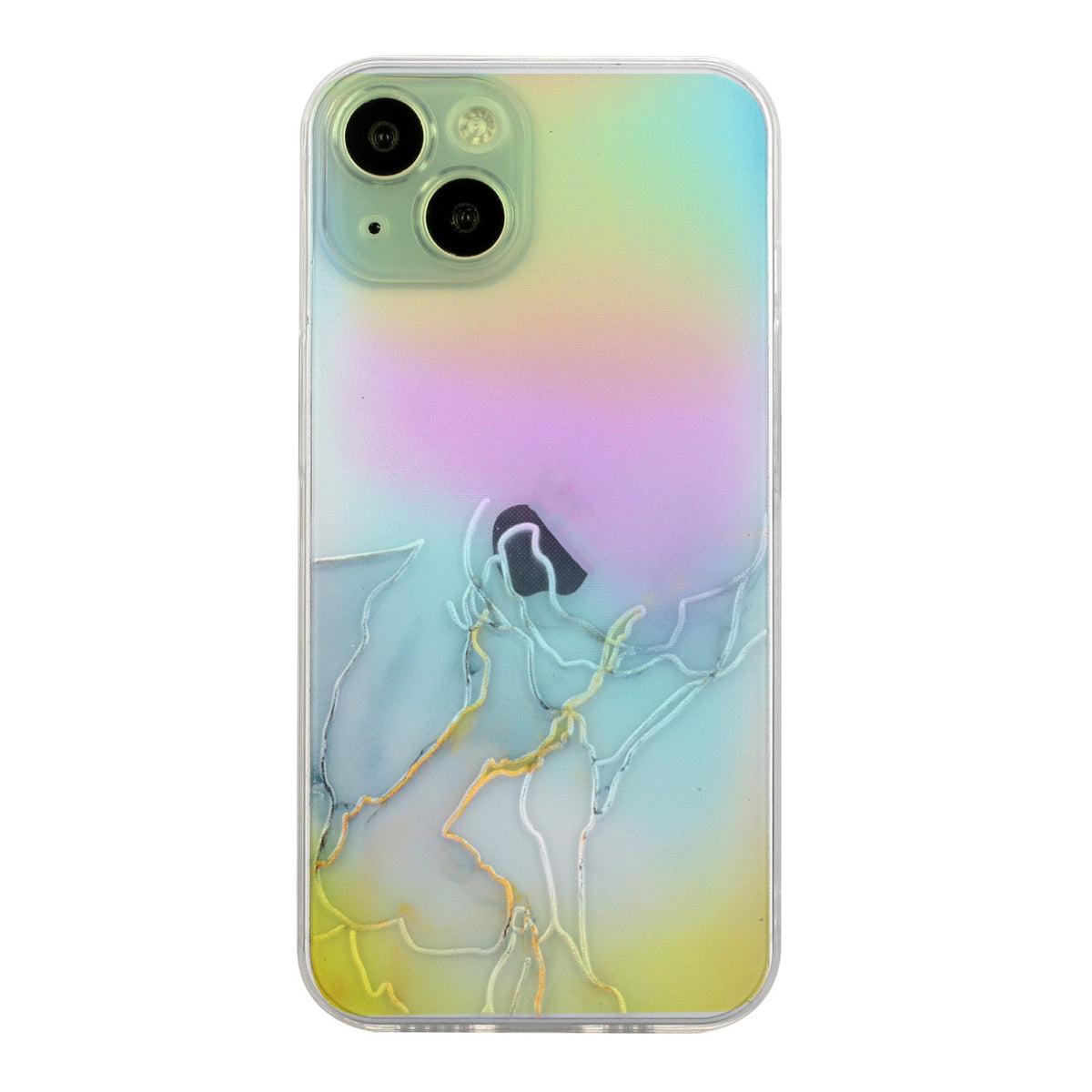 ELECTROPRIME For iPhone 15 Laser Marble Pattern Clear TPU Shockproof Phone Case(Grey)