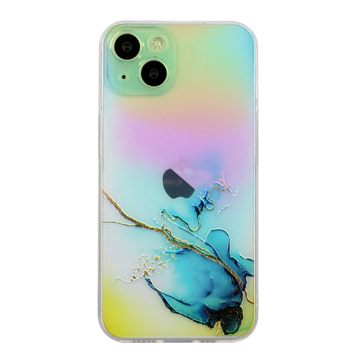 ELECTROPRIME For iPhone 15 Laser Marble Pattern Clear TPU Shockproof Phone Case(Blue)