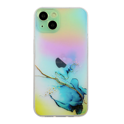 ELECTROPRIME For iPhone 15 Laser Marble Pattern Clear TPU Shockproof Phone Case(Blue)