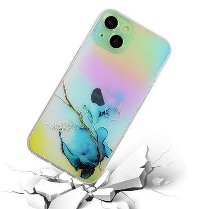 ELECTROPRIME For iPhone 15 Laser Marble Pattern Clear TPU Shockproof Phone Case(Blue)