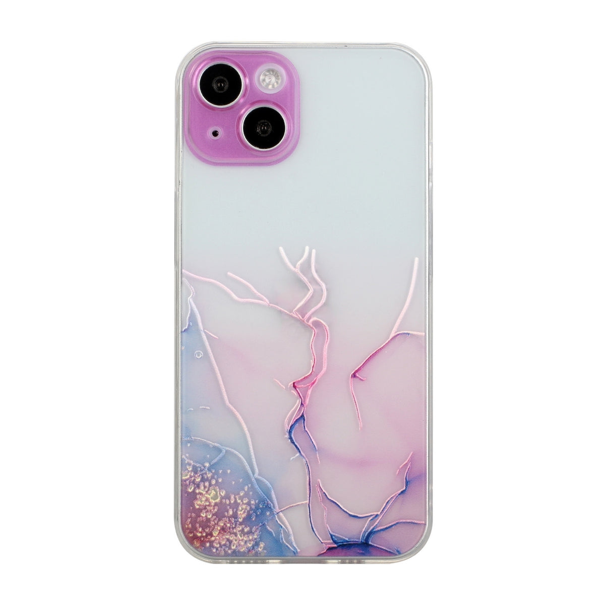 ELECTROPRIME For iPhone 15 Hollow Marble Pattern TPU Straight Edge Phone Case(Pink)