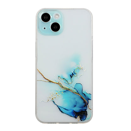 ELECTROPRIME For iPhone 15 Hollow Marble Pattern TPU Straight Edge Phone Case(Blue)