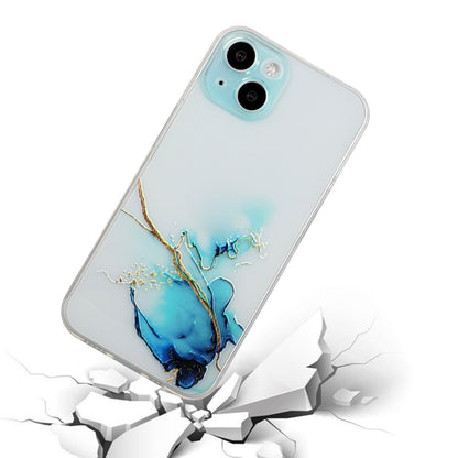 ELECTROPRIME For iPhone 15 Hollow Marble Pattern TPU Straight Edge Phone Case(Blue)