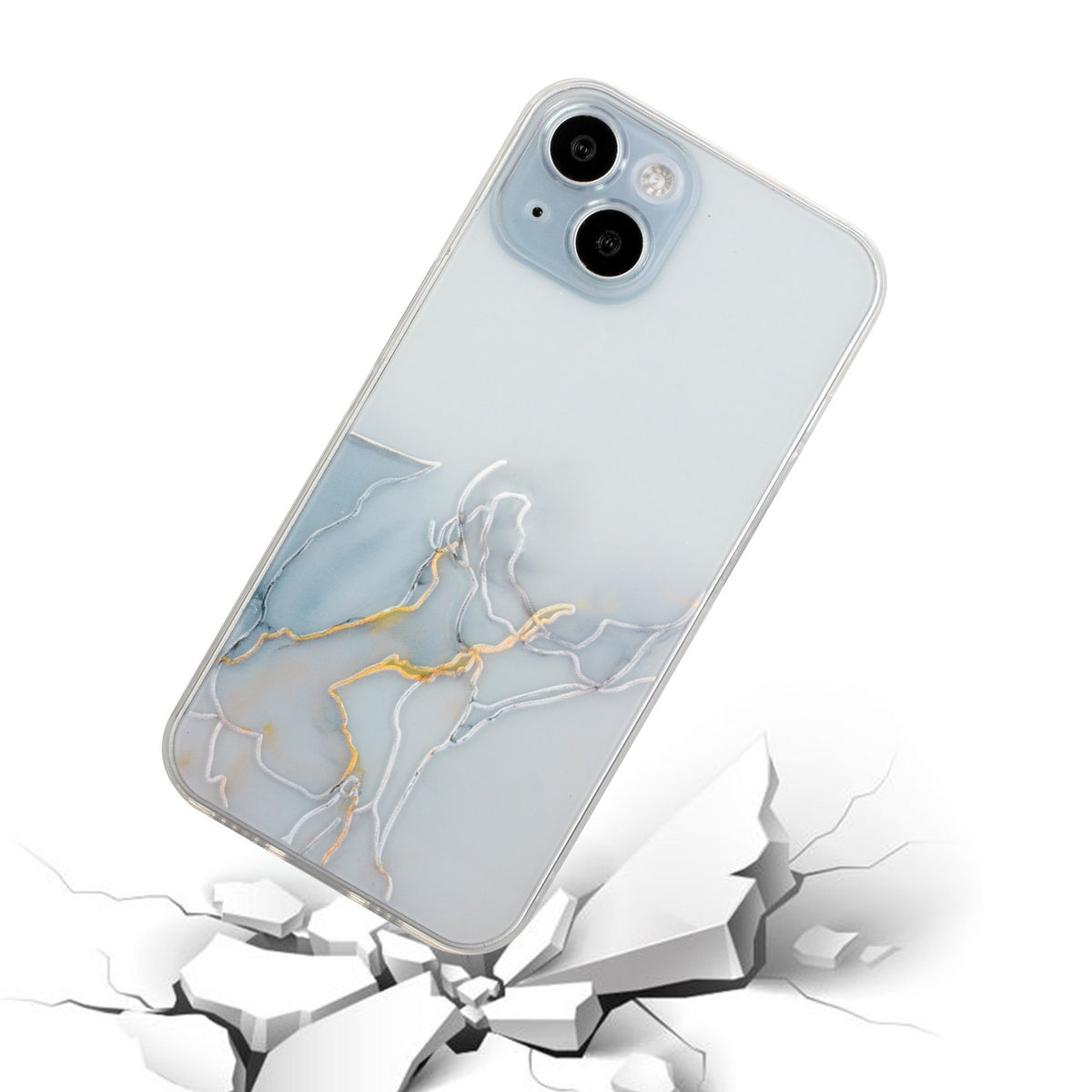 ELECTROPRIME For iPhone 15 Hollow Marble Pattern TPU Straight Edge Phone Case(Grey)