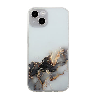 ELECTROPRIME For iPhone 15 Hollow Marble Pattern TPU Straight Edge Phone Case(Black)