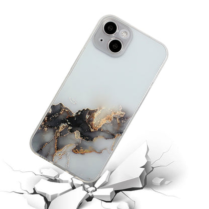 ELECTROPRIME For iPhone 15 Hollow Marble Pattern TPU Straight Edge Phone Case(Black)