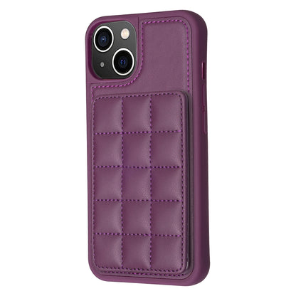 ELECTROPRIME For iPhone 15 Grid Card Slot Holder Phone Case(Dark Purple)