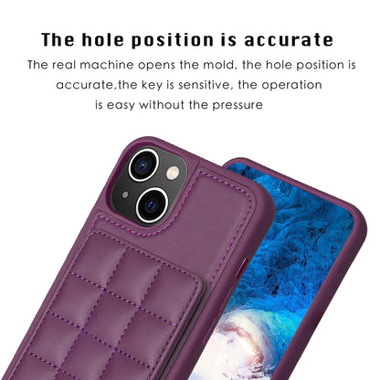 ELECTROPRIME For iPhone 15 Grid Card Slot Holder Phone Case(Dark Purple)