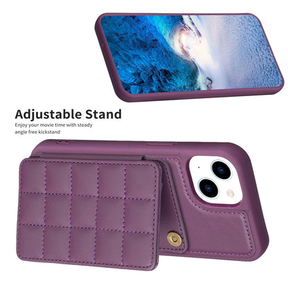 ELECTROPRIME For iPhone 15 Grid Card Slot Holder Phone Case(Dark Purple)