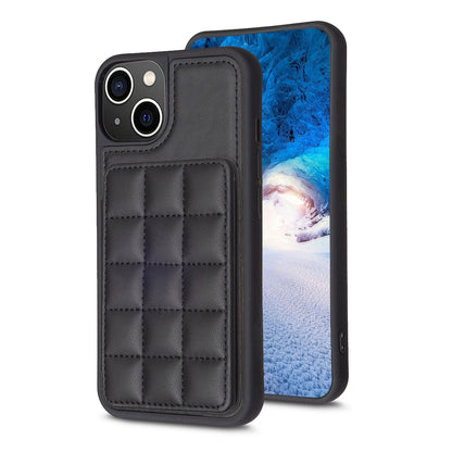 ELECTROPRIME For iPhone 15 Grid Card Slot Holder Phone Case(Black)